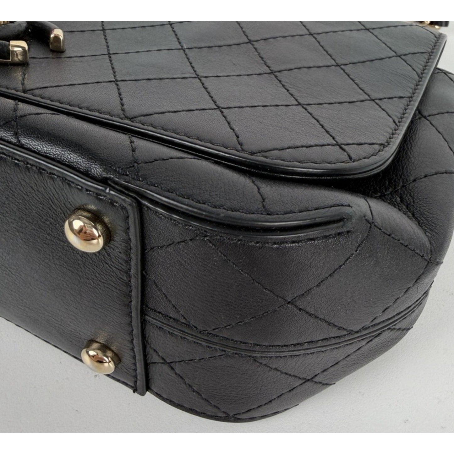 Chanel Stitched CC Case Flap Shoulder Bag in Black Calfskin D-6