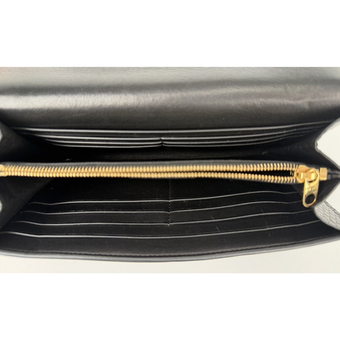 The Row Lady Wallet in Black Lizard Skin