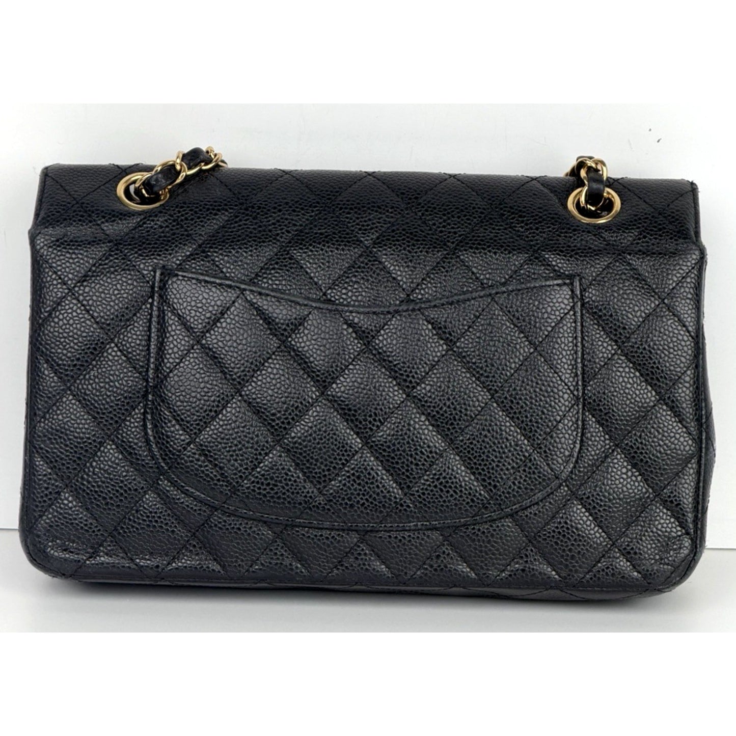 Chanel Classic Double Flap Medium Bag in Black Quilted Caviar Leather E-5