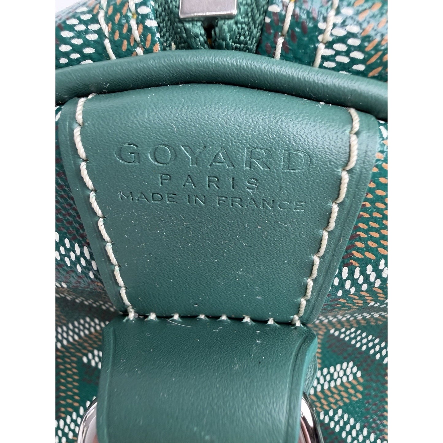 Goyard Boston 45 Travel Bag in Green Goyardine Canvas with Leather Trim