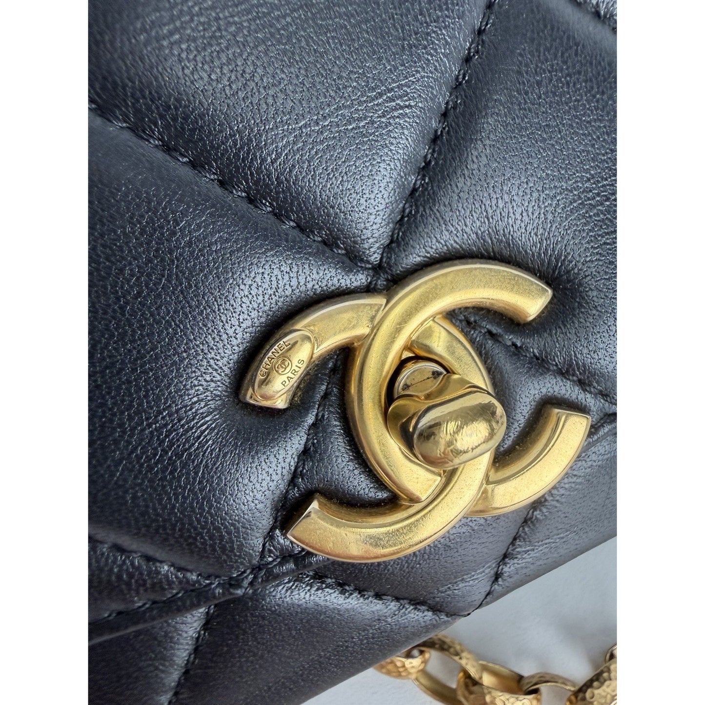 Chanel CC Coin Chain Flap Bag Small in Black Quilted Lambskin Leather 2020 F1