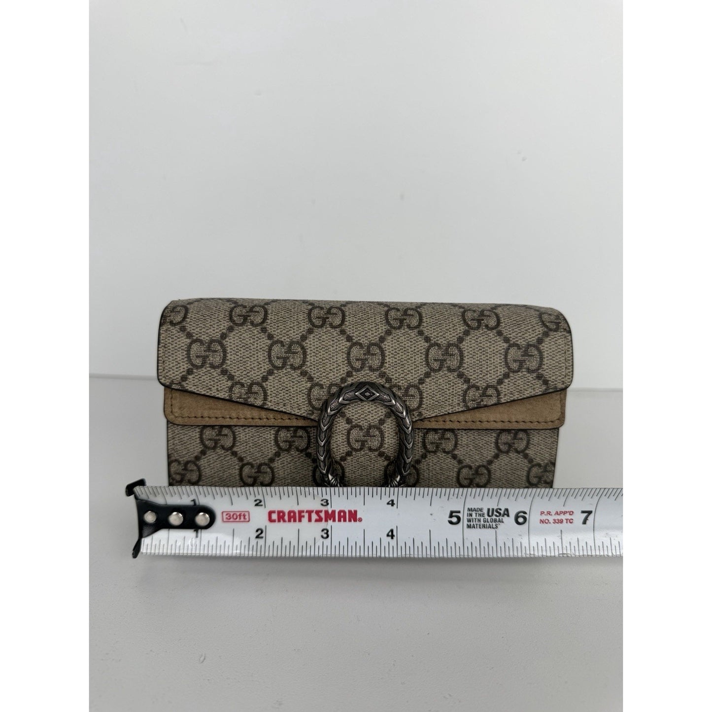 Gucci Dionysus Bag Super Mini in Brown GG Supreme Monogram Coated Canvas S-13