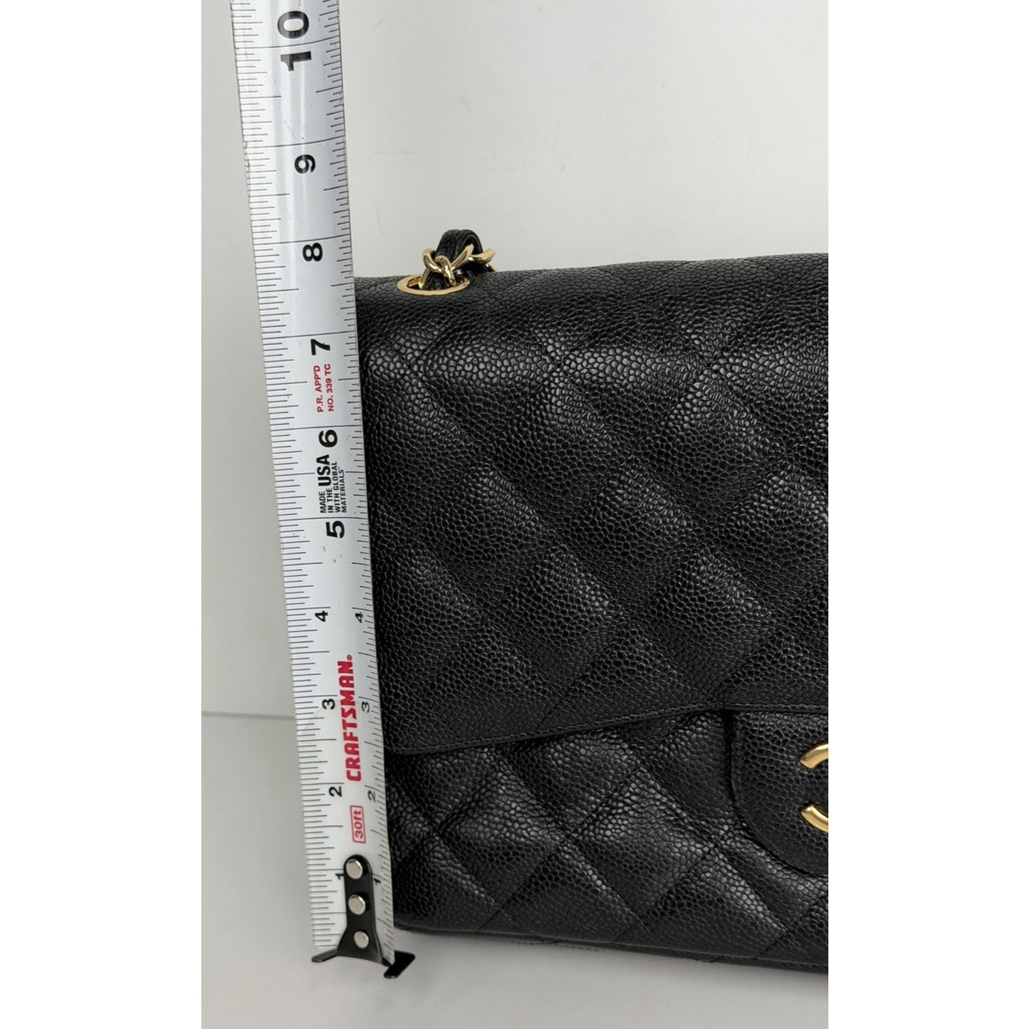 Chanel Classic Caviar Jumbo Double Flap Bag in Black Leather 2009-2010 U1