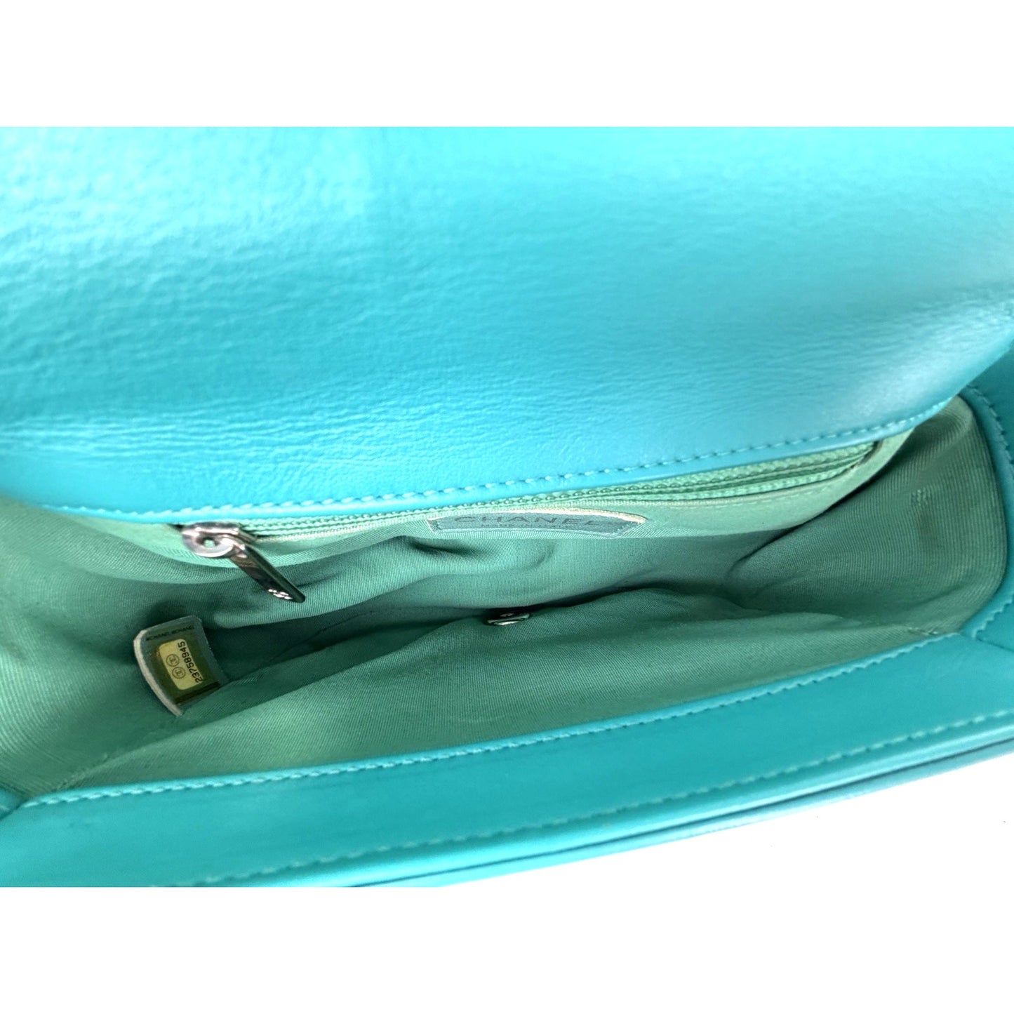 Chanel Stitched Covered CC Flap Mini Bag in Quilted Turquoise Calfskin 2017 E-5