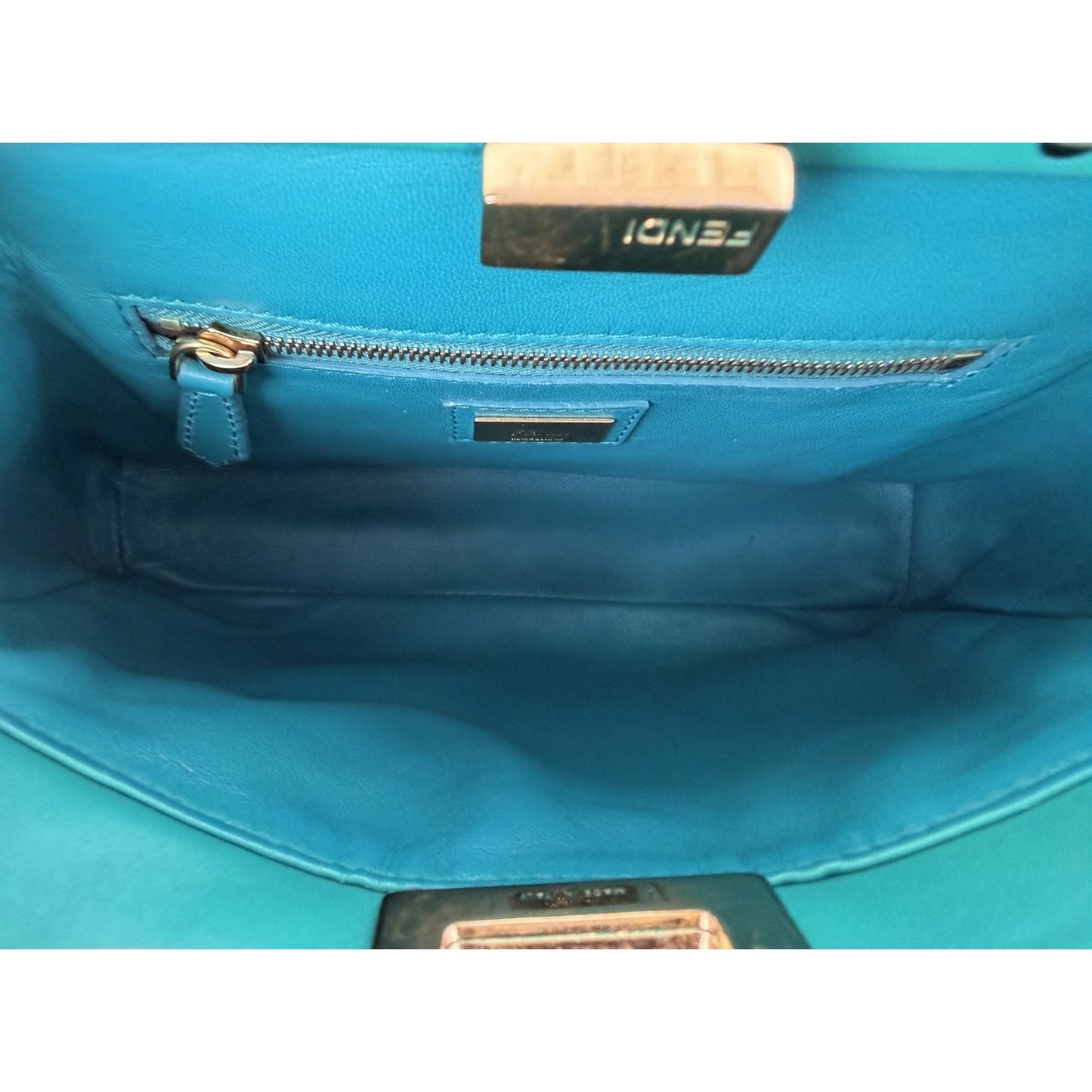 Fendi Peekaboo Handbag Mini in Emerald Green Leather & Gold Hardware S-07