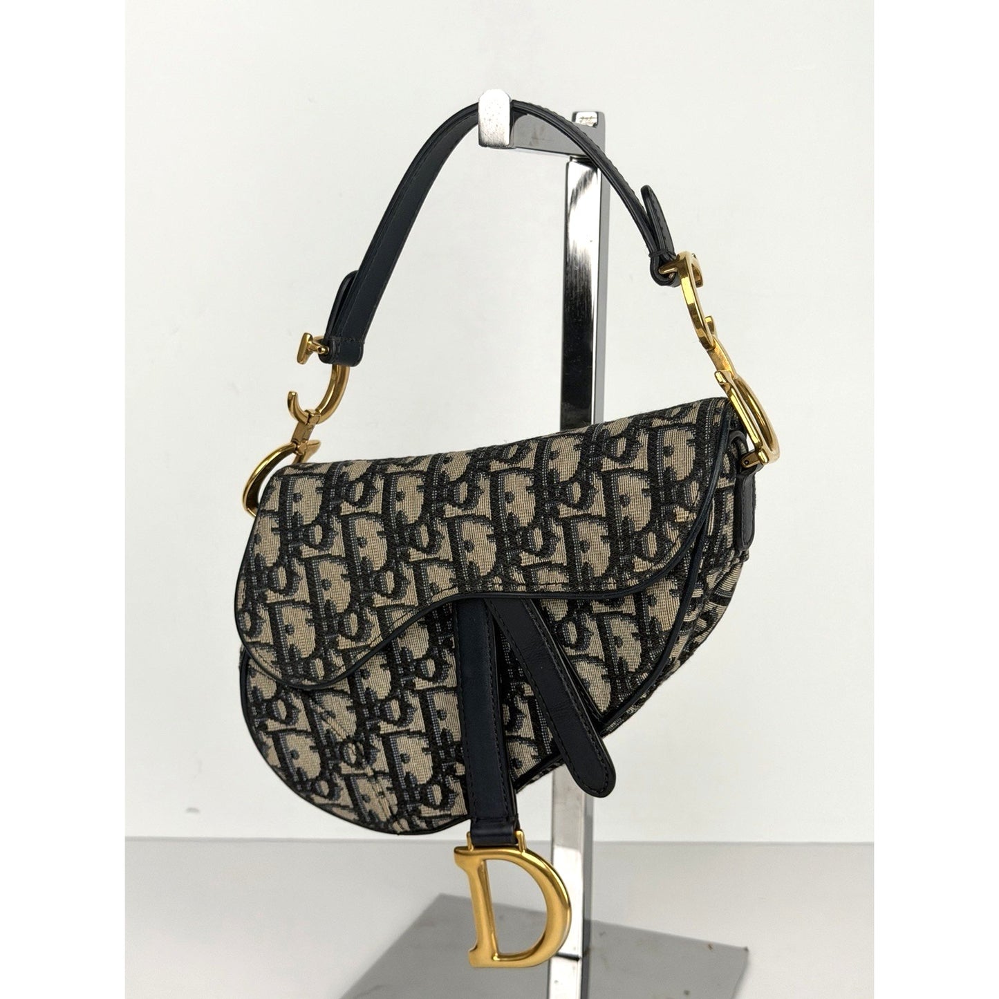 Dior Saddle Bag Mini in Blue Oblique Jacquard Canvas Gold-Tone Hardware 2019 E-8