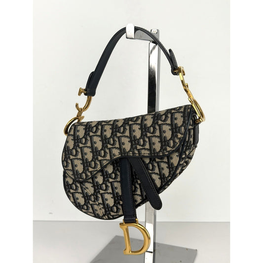 Dior Saddle Bag Mini in Blue Oblique Jacquard Canvas Gold-Tone Hardware 2019 E-8
