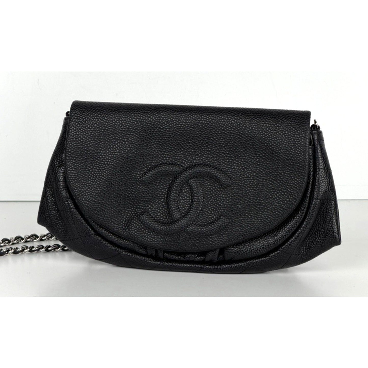 Chanel Half Moon Black Leather Caviar Wallet on Chain (2011) C-4