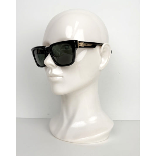 Chrome Hearts Box Officer Square Sunglasses 56 in Black with Dark Green Lenses