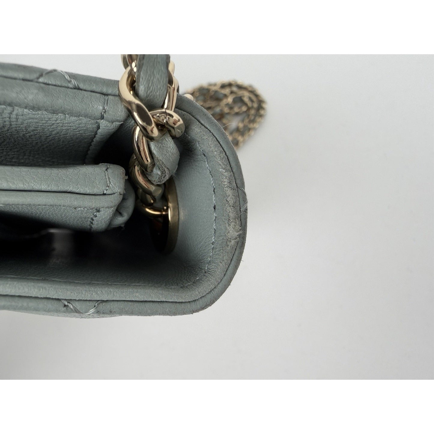 Chanel Lambskin Quilted CC Pearl Crush Wallet on Chain in Grey NFC E2