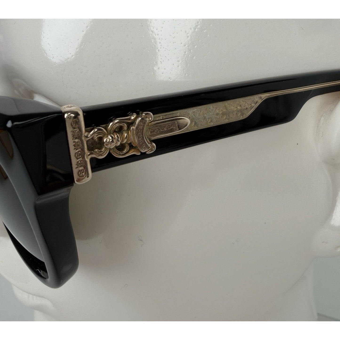 Chrome Hearts Box Officer Square Sunglasses 56 in Black with Dark Green Lenses