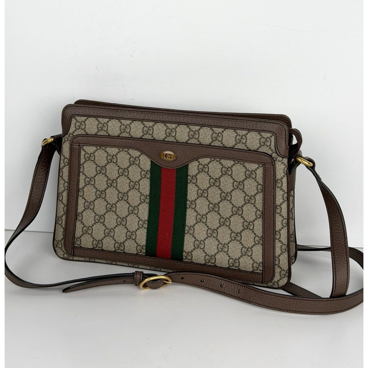 Gucci Ophidia Crossbody Bag Medium in Brown GG Supreme Coated Canvas S