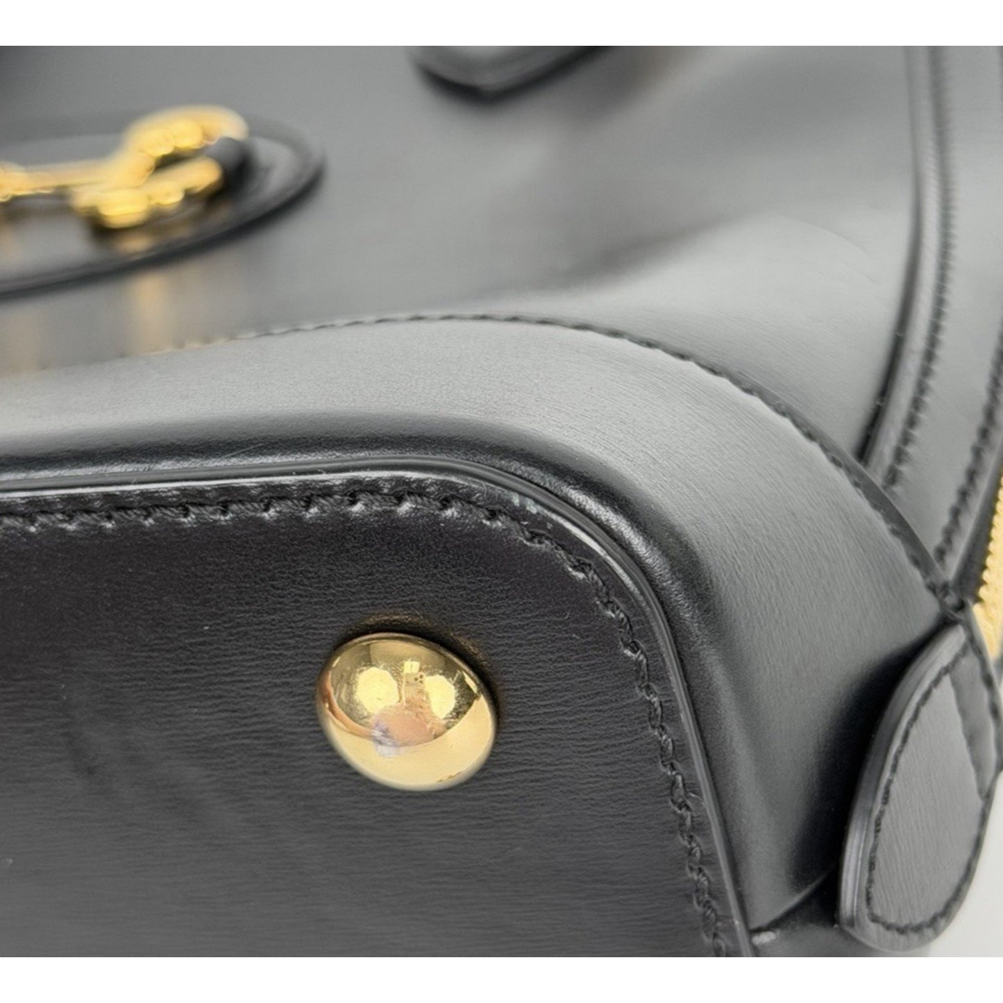LAYAWAY Gucci Horsebit 1955 Medium Top Handle Bag in Black Smooth Leather C5