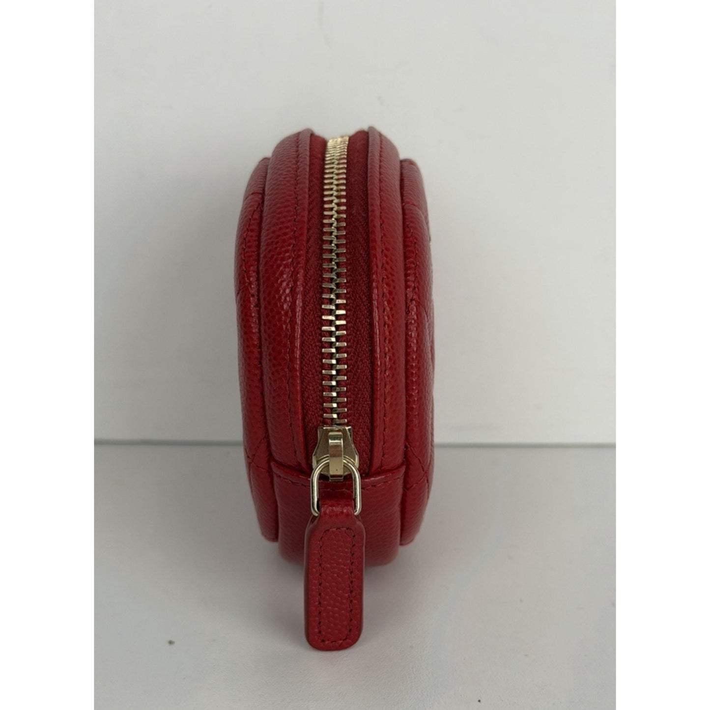Chanel Round Coin Purse Red Quilted Caviar Leather & Gold-tone Hardware 2019 K2