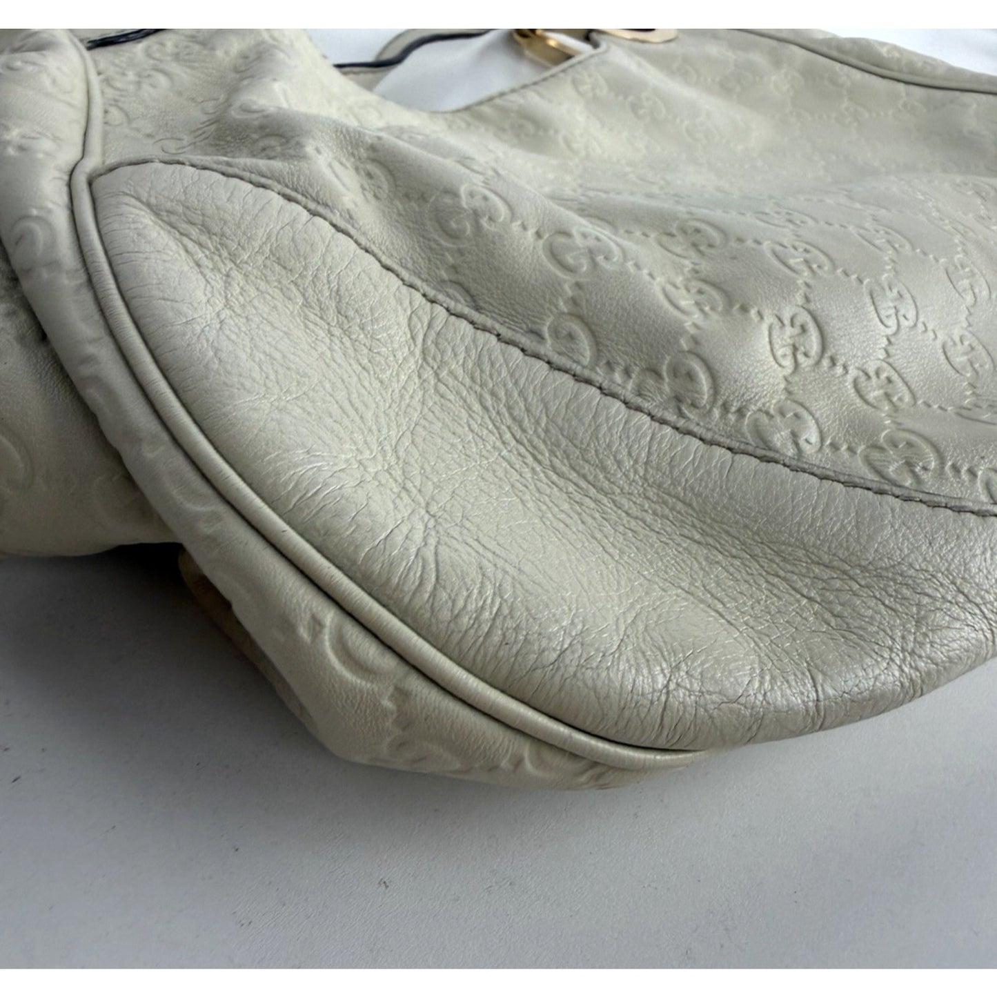Gucci Guccissima Charlotte Large Tote Bag White Genuine Leather S