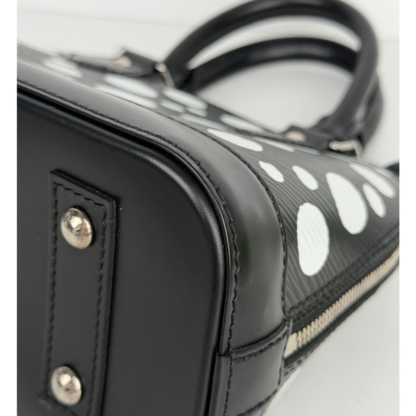 Louis Vuitton x Yayoi Kusama Alma BB Handbag in Black Epi Leather NFC C8