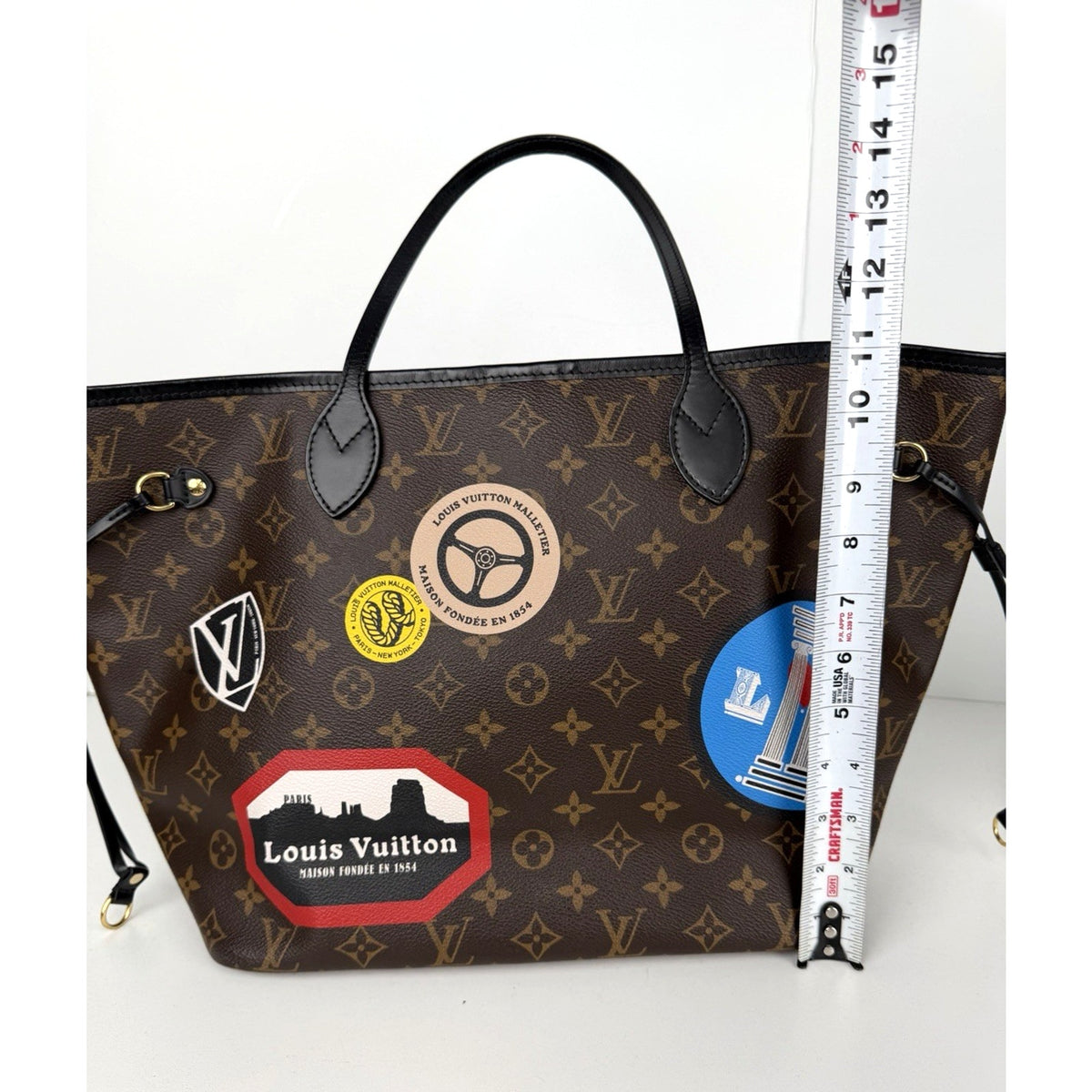 Louis Vuitton Neverfull World Tour MM Shoulder Bag Brown Coated Canvas 2016 S4