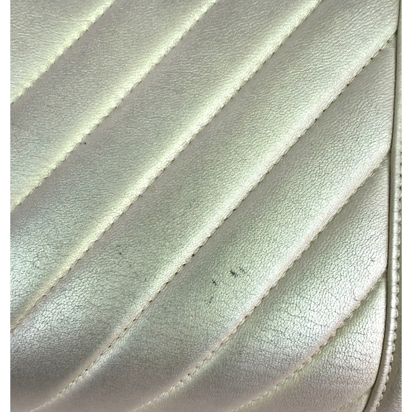 Chanel Old Medium Boy Bag in Iridescent Green Chevron Lambskin 2017 D1