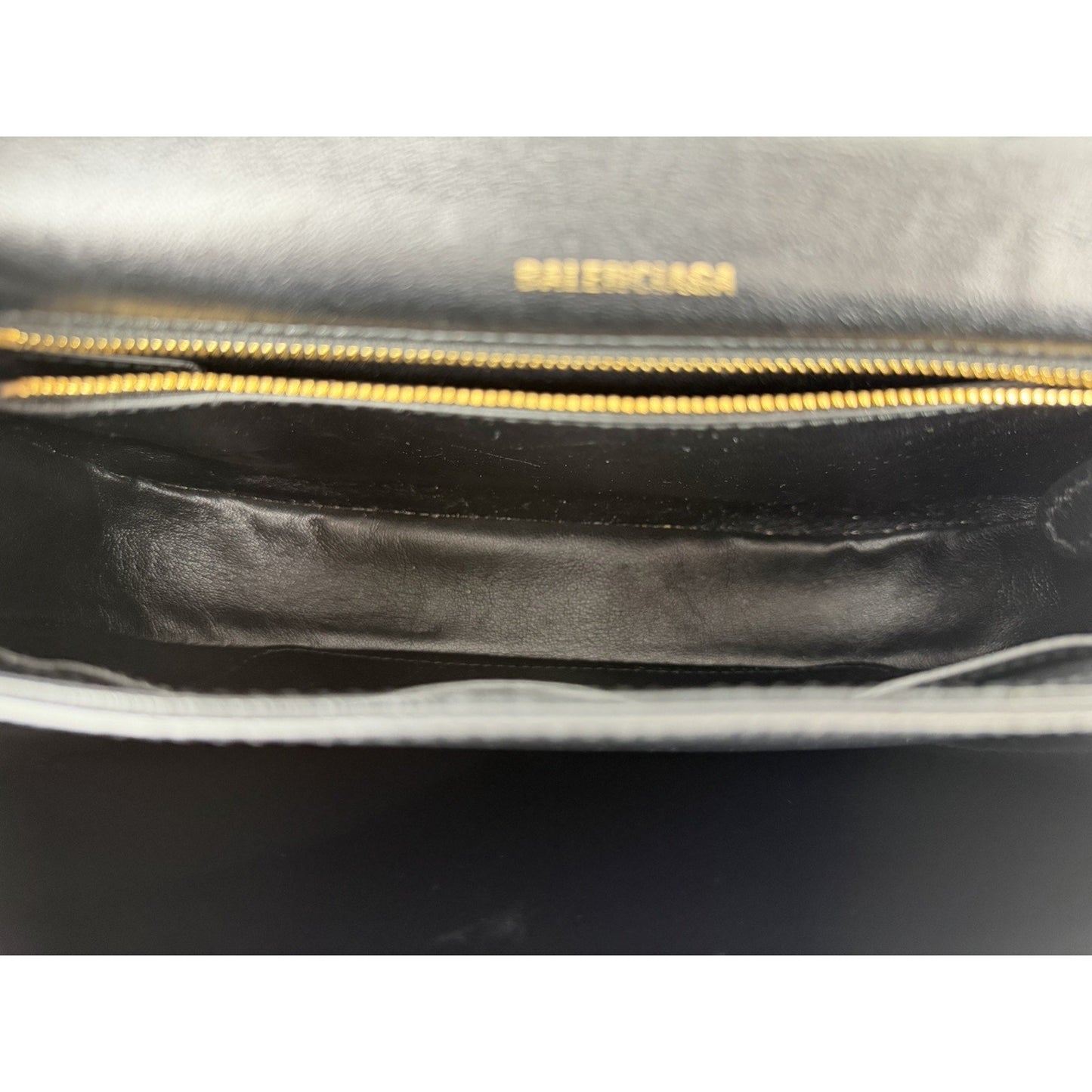 Balenciaga Ville Day Crossbody Bag in Black Grained Leather with White Logo S-16