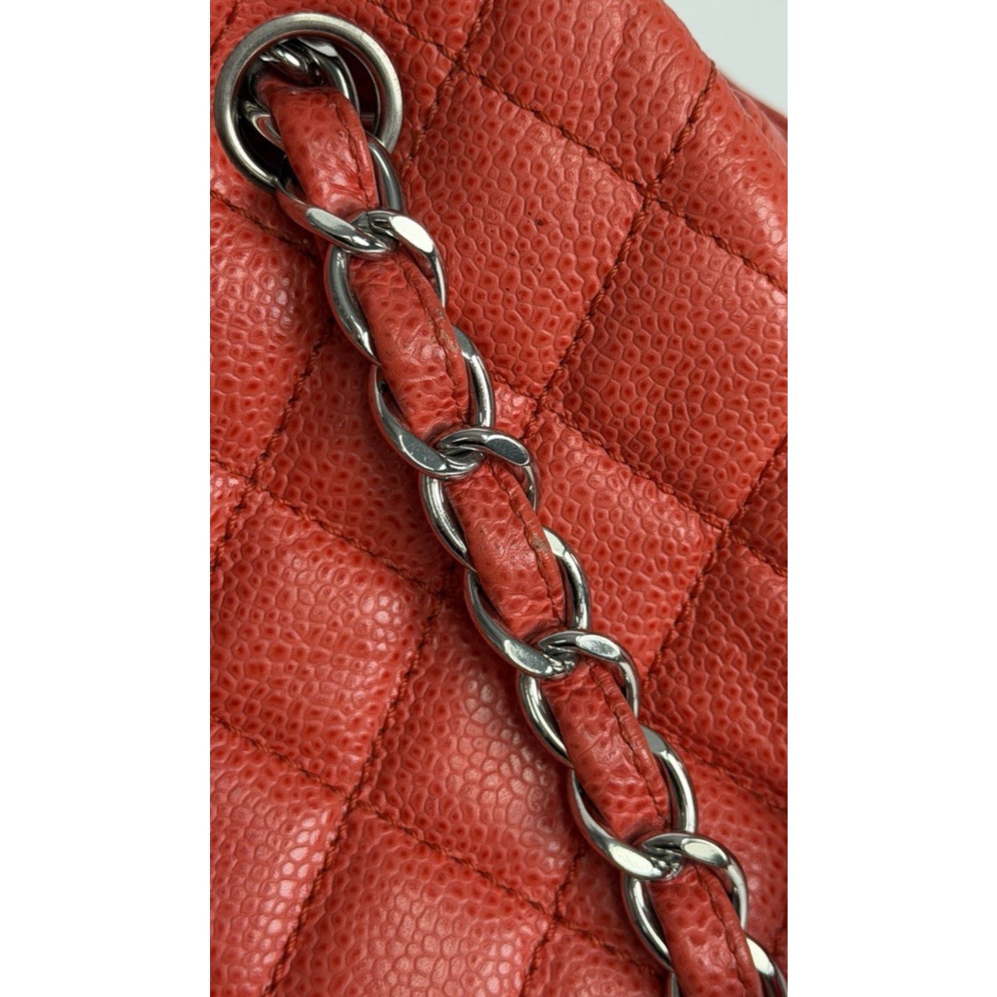 Chanel Medium Just Mademoiselle Bowling Bag in Red Caviar Leather F1