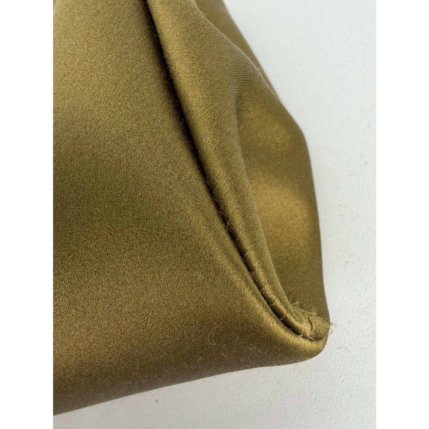 Saint Laurent Evening Soft Clutch Bag in Mustard Green Satin S-05