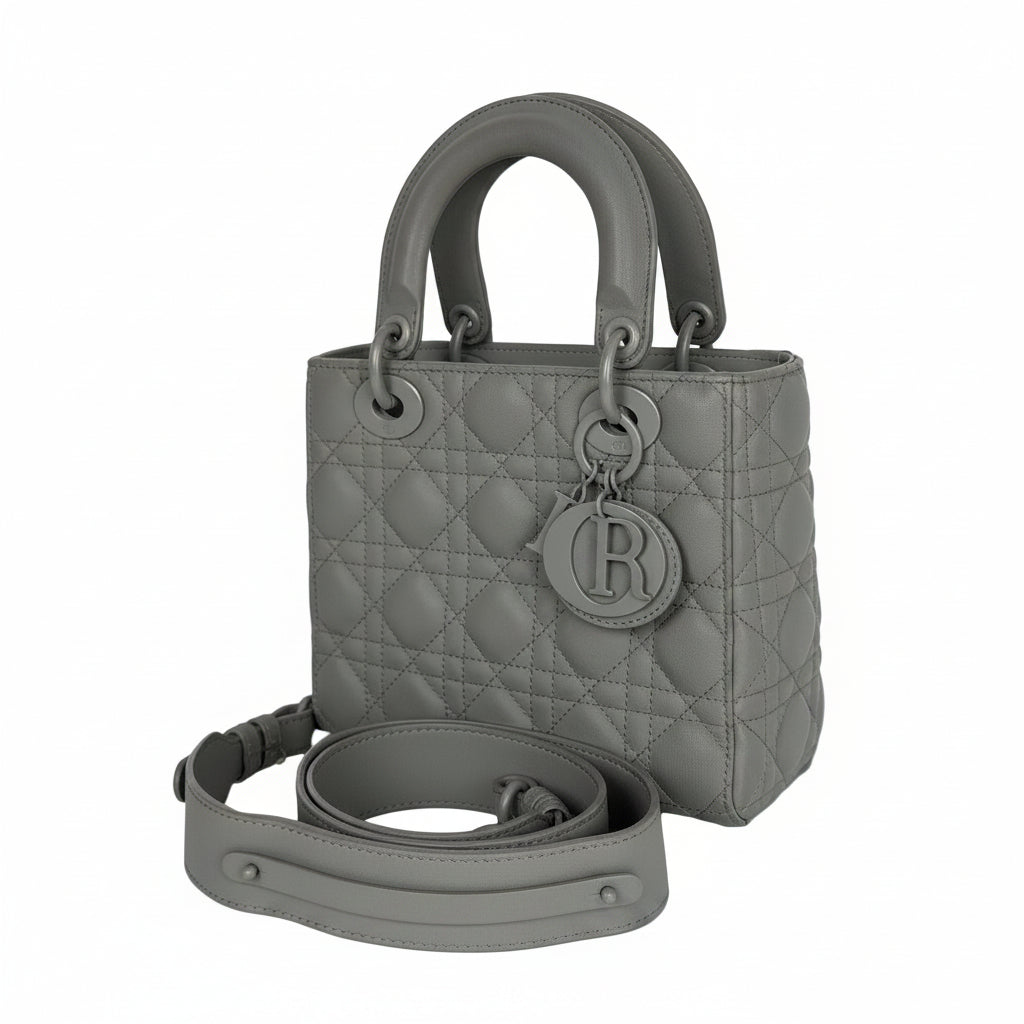 Christian Dior Lady Dior Small Bag in Ultramatte Cannage Grey Leather 2021 B2