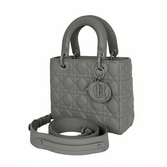 Christian Dior Lady Dior Small Bag in Ultramatte Cannage Grey Leather 2021 B2