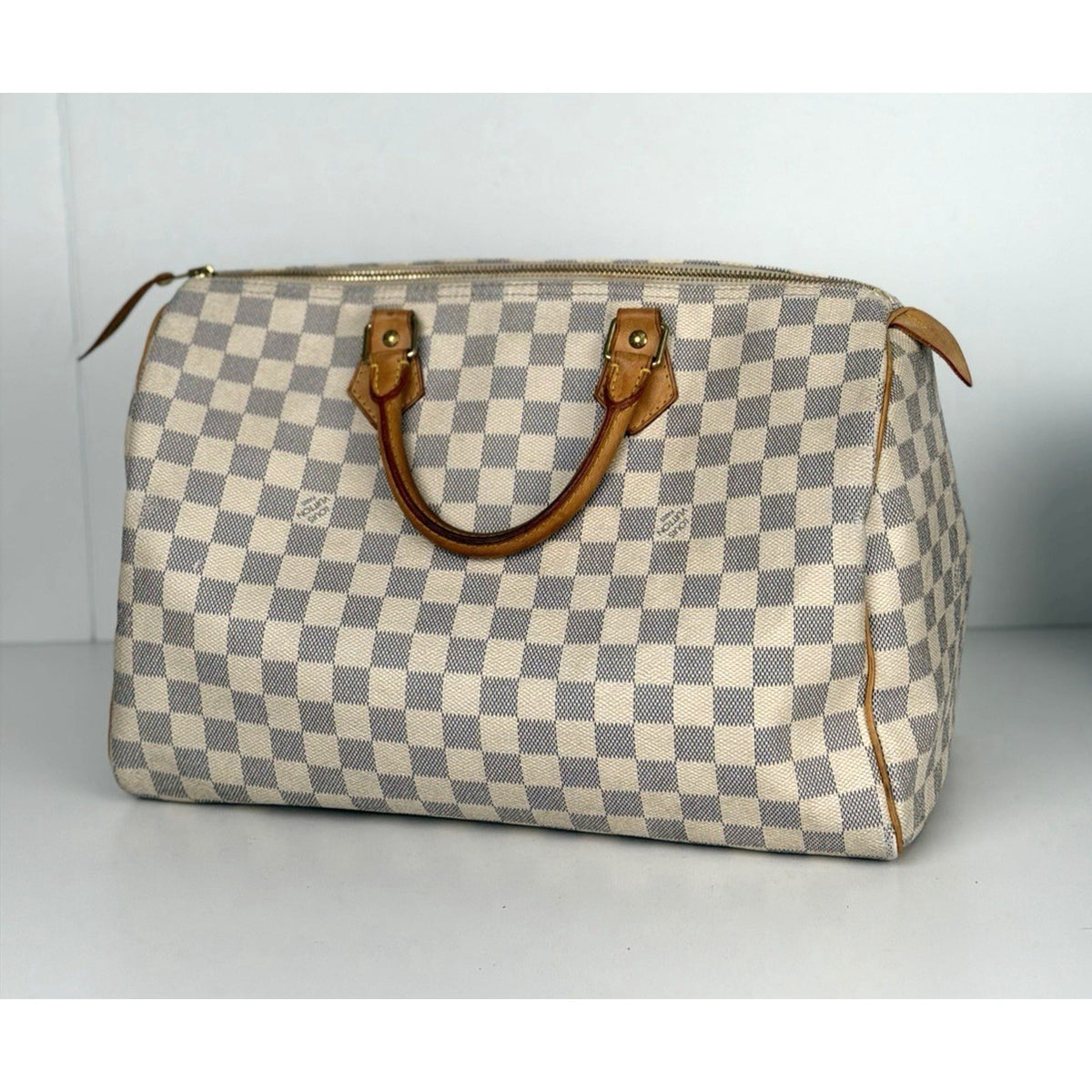 Louis Vuitton Speedy 35 Handbag in Damier Azur Coated Canvas GT Hardware 2010 U1