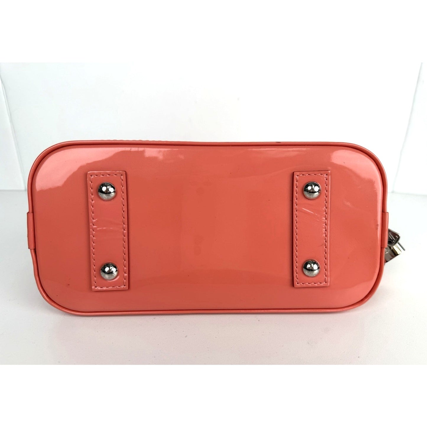 Louis Vuitton Alma BB Bag LV Monogram Glossy Coral-Pink Patent Leather 2015 S