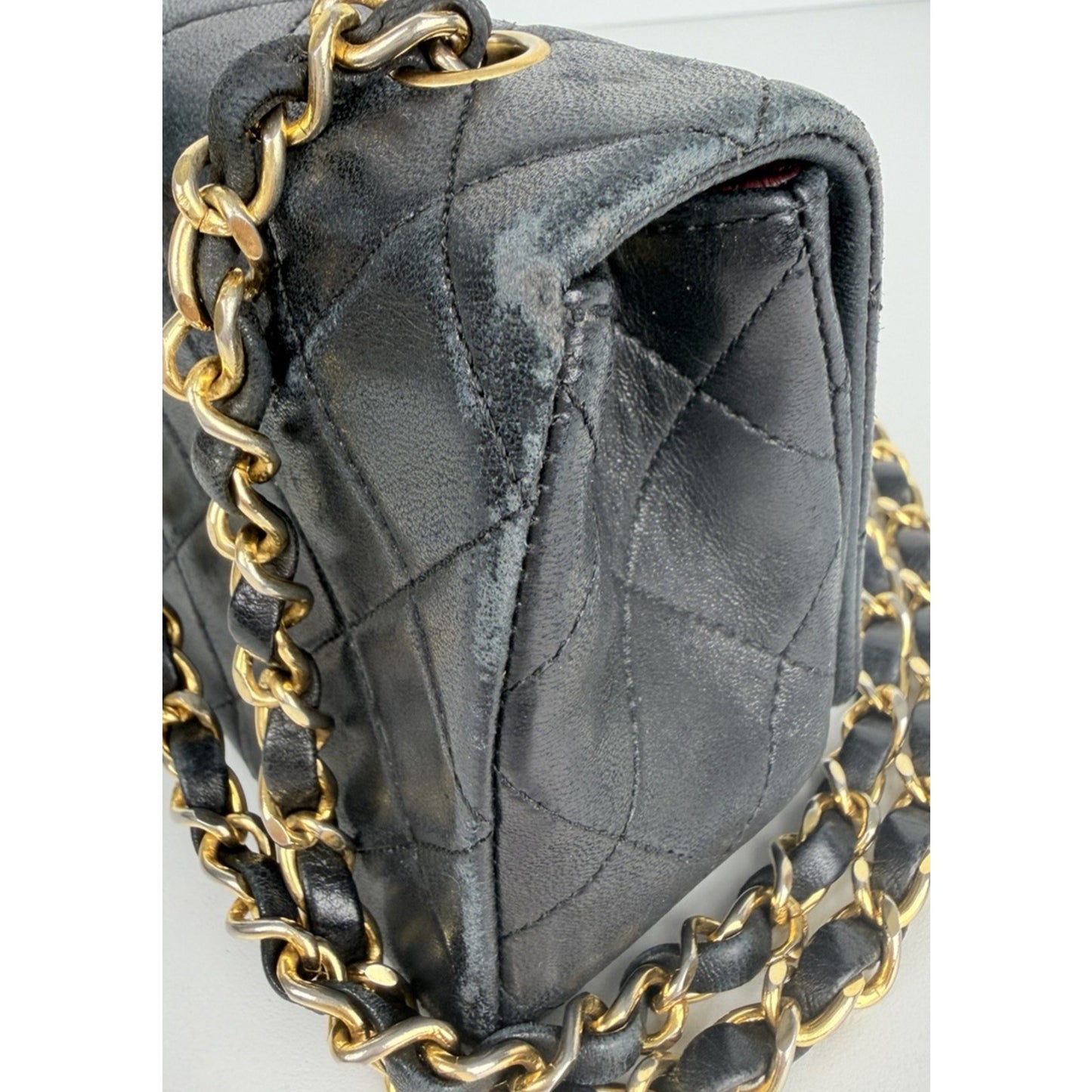 Chanel Mini Single Flap Bag Black Quilted Lambskin Leather 1989-1991 U2