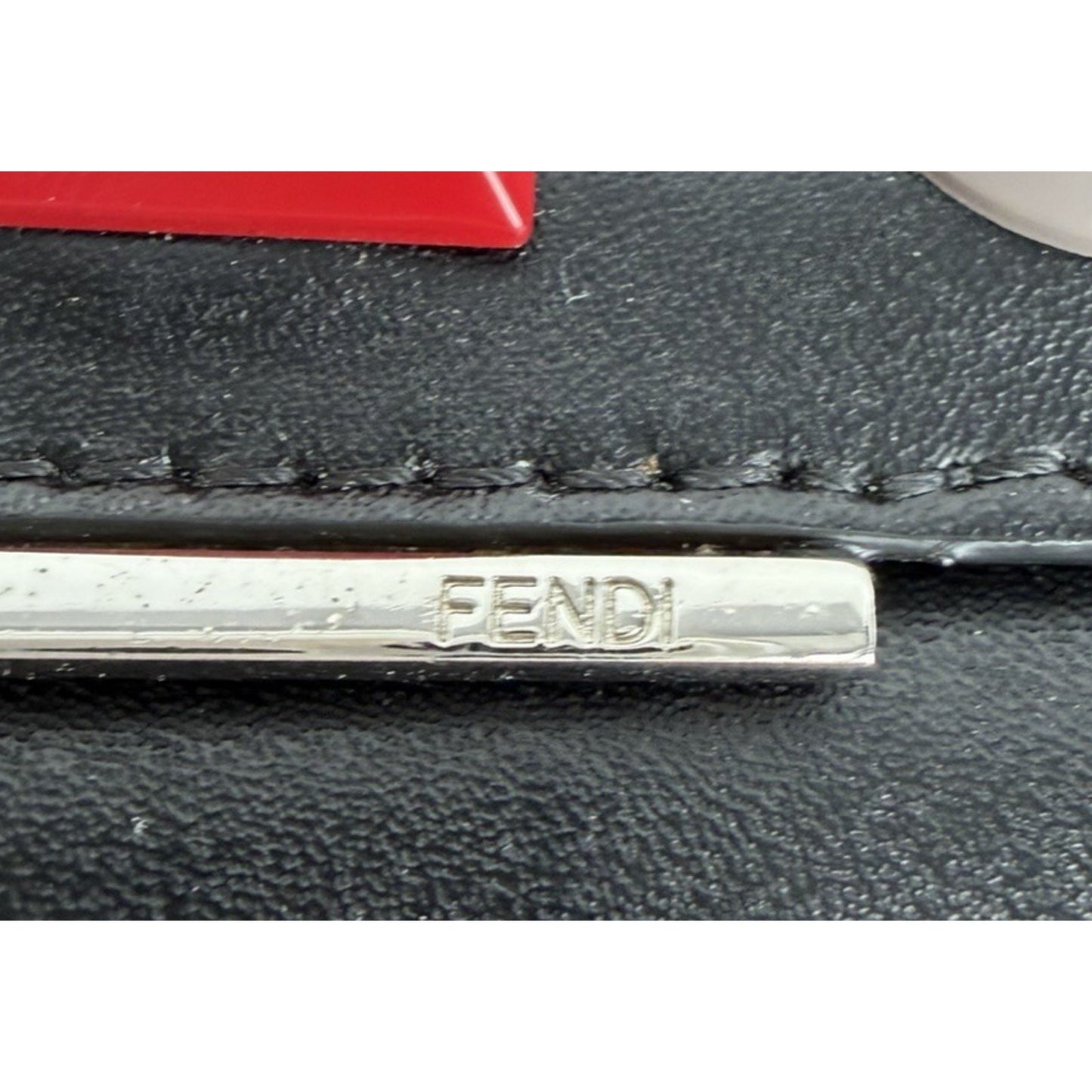 Fendi Vitello Liberty Tube Wallet on Chain Bag in Black Multi-Colored Studs S10