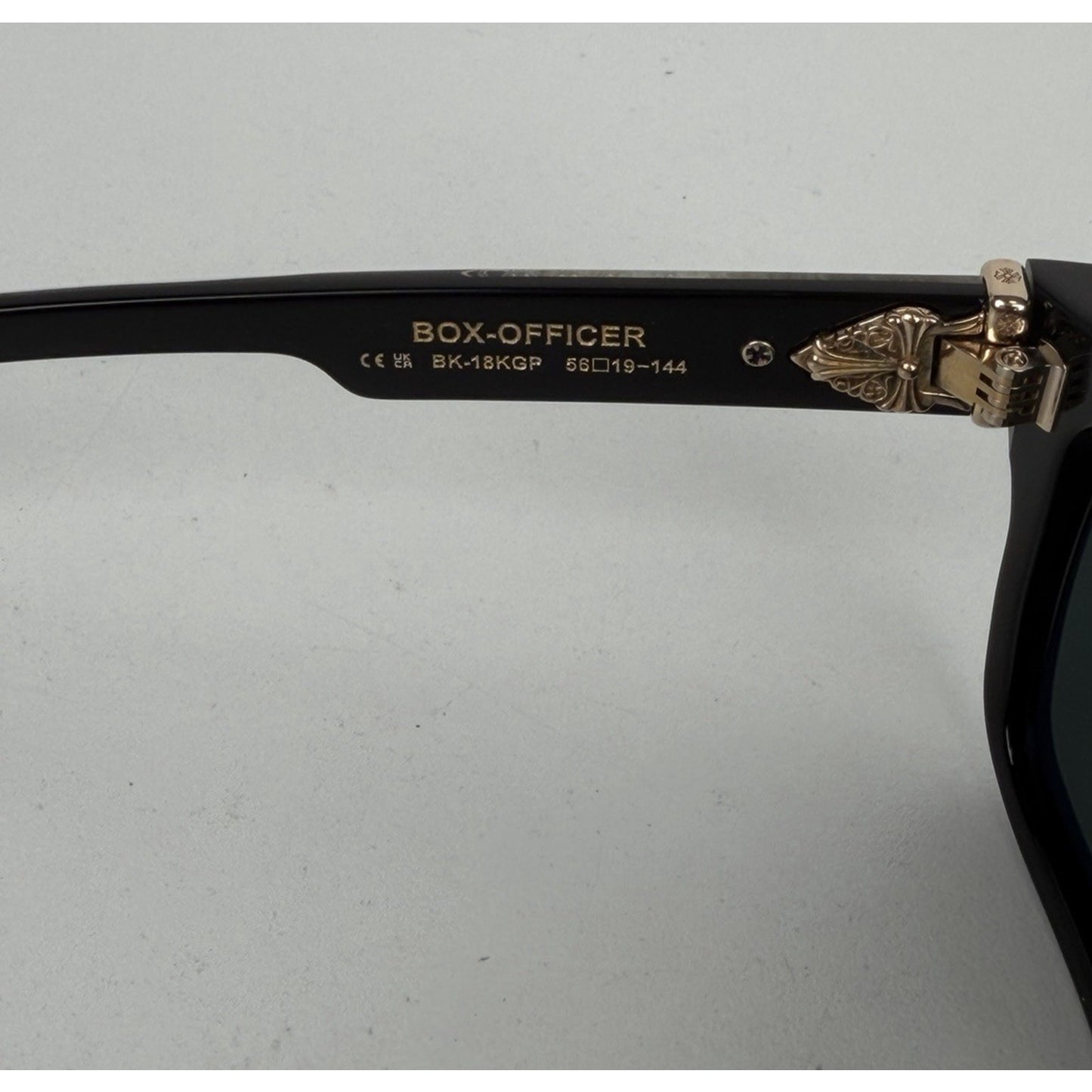 Chrome Hearts Box Officer Square Sunglasses 56 in Black with Dark Green Lenses