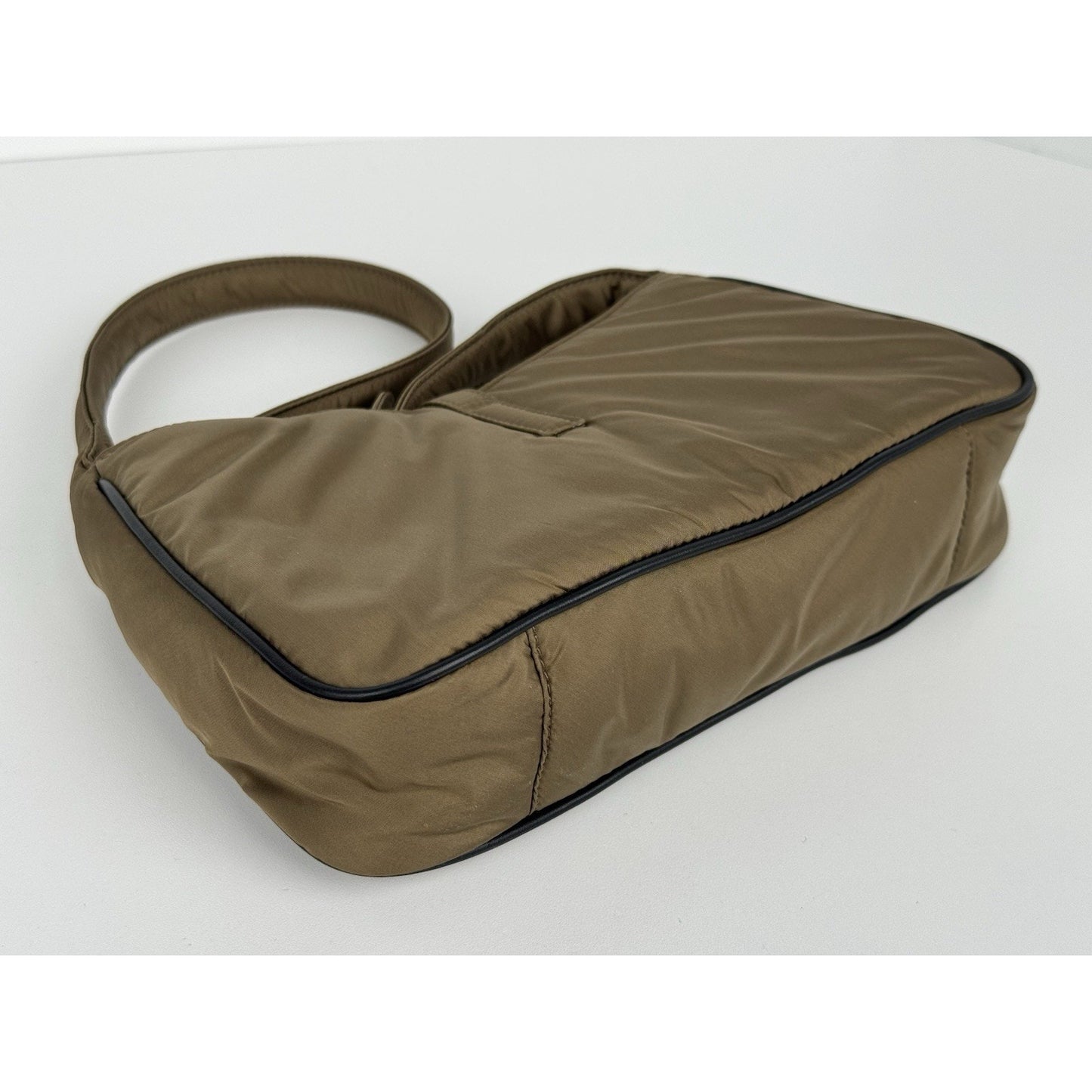 Saint Laurent Le 5 À 7 Hobo Bag Green Econyl Nylon with Bronze Hardware C-6