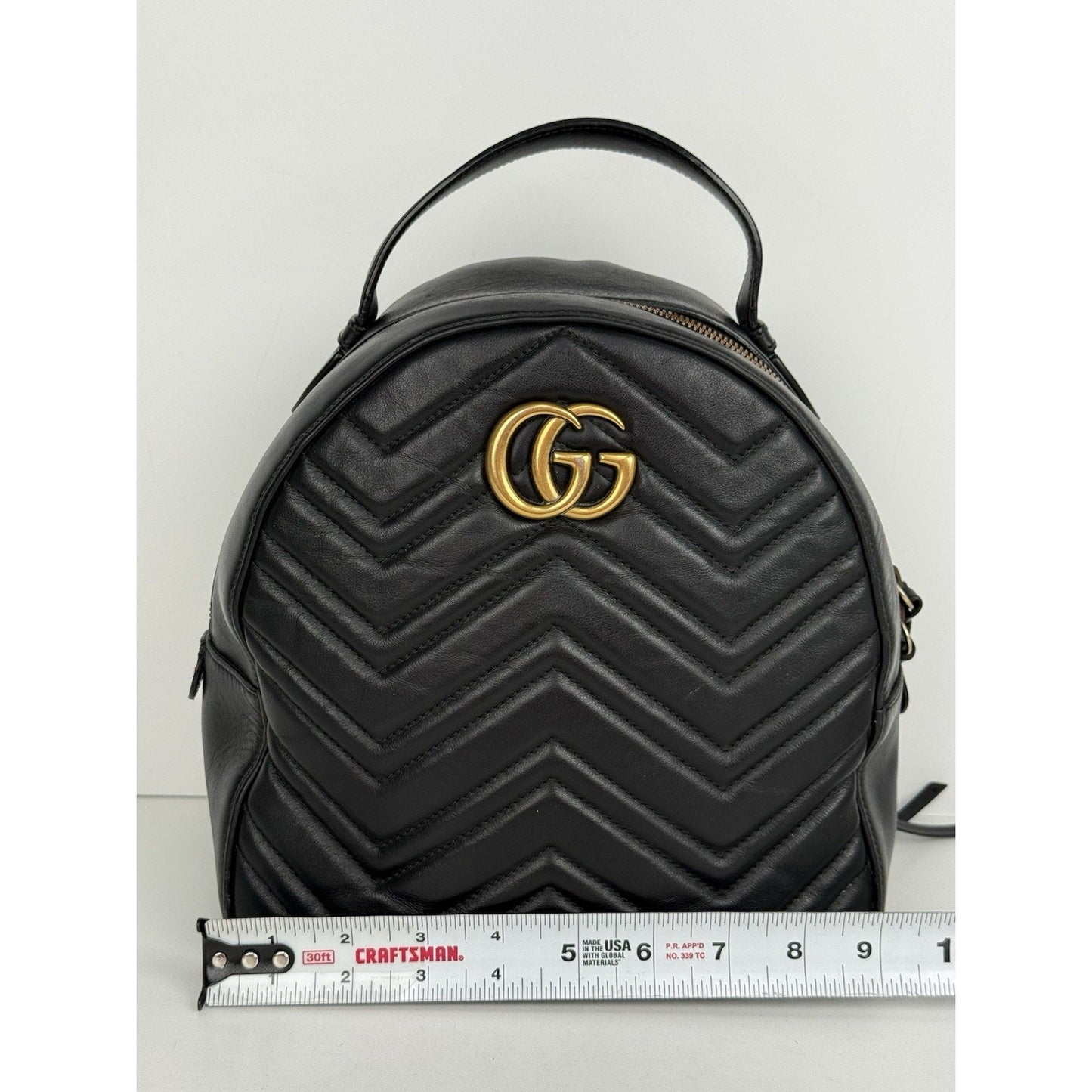 GUCCI Calfskin Matelassé GG Marmont Dome Backpack Black