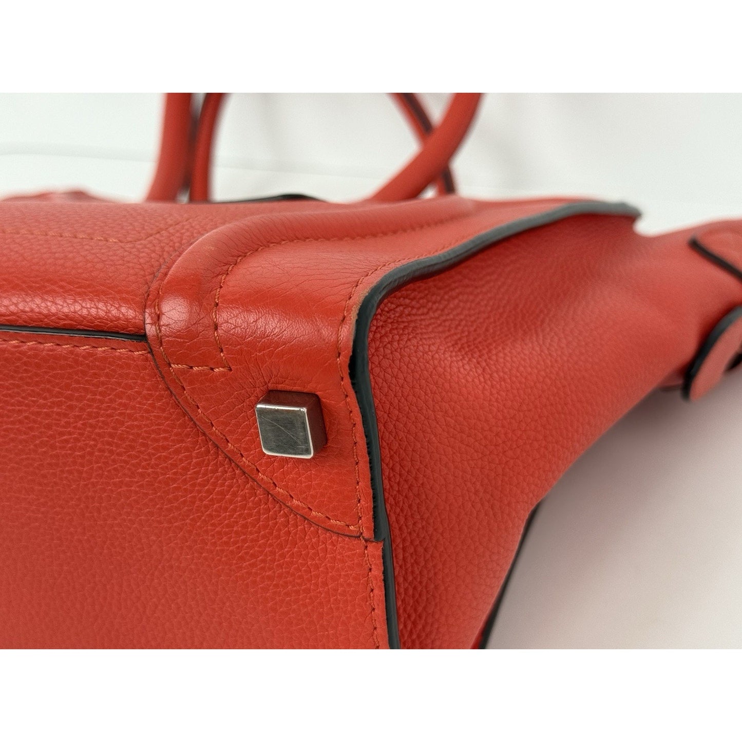 Céline Mini Luggage Tote Red-Orange Leather Handbag
