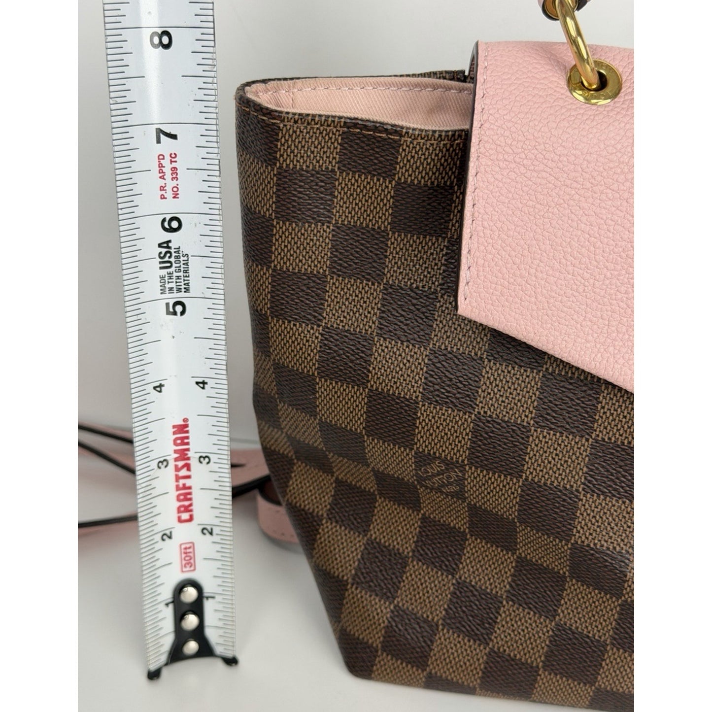 Louis Vuitton Clapton Backpack Damier Ebene Coated Canvas&Pink Leather Flap D8