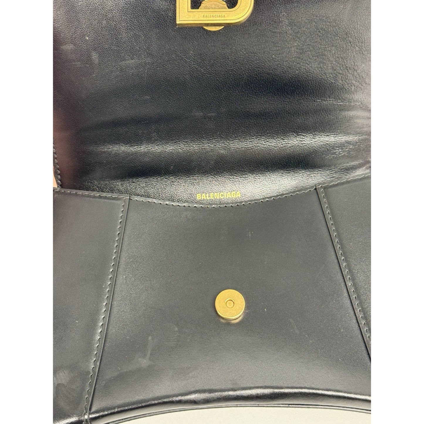 Balenciaga Hourglass Black Leather Top Handle Women's Bag