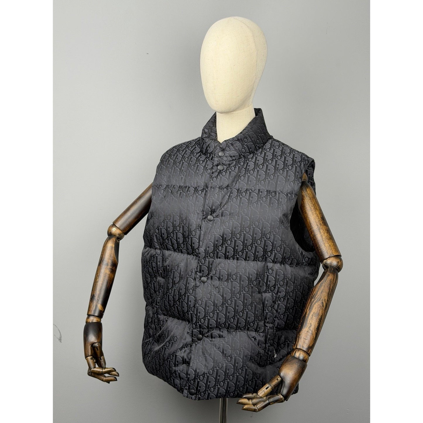 Christian Dior Men Oblique Down Vest Cotton-Blend Jacquard