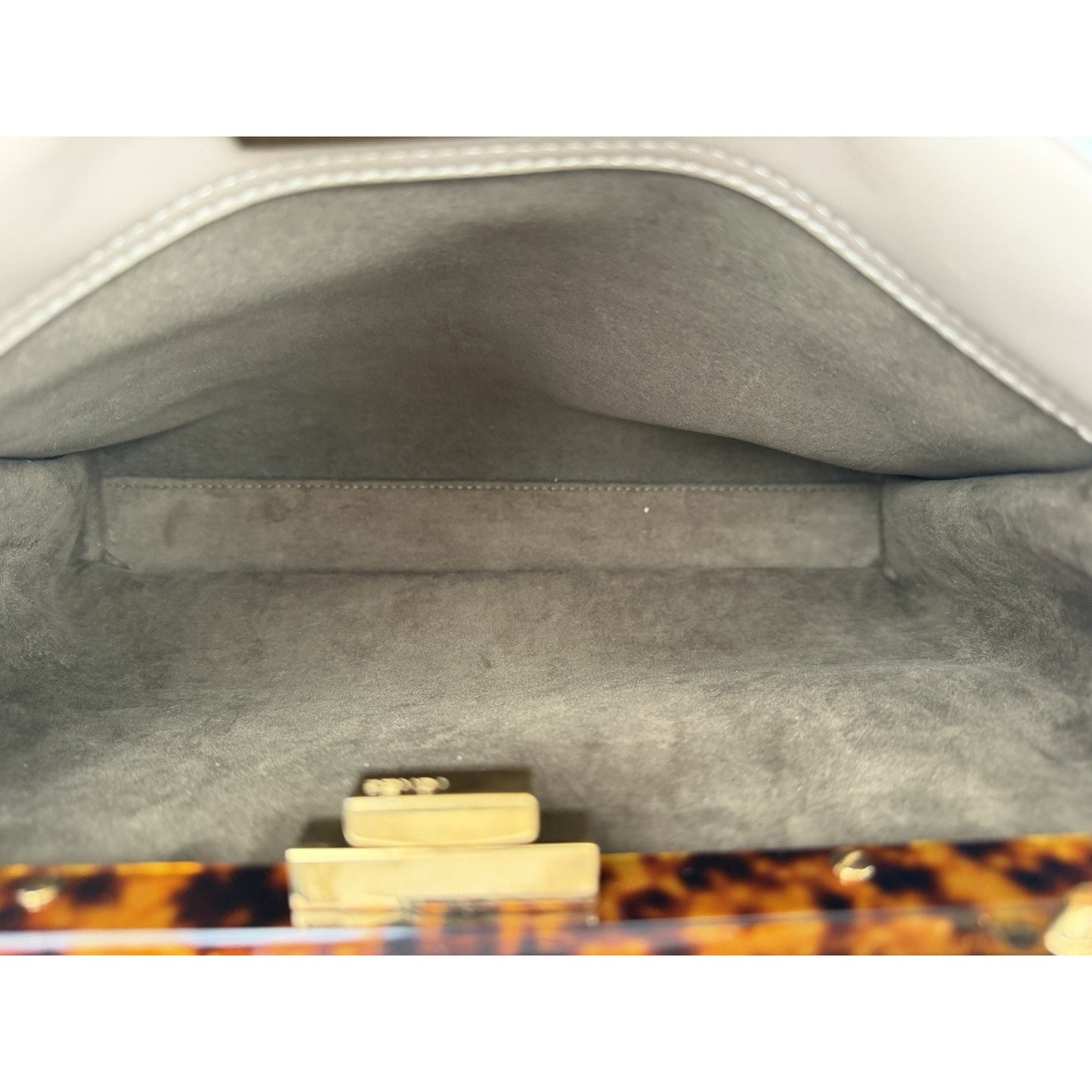 Fendi Vitello Peekaboo Seta Plexiglass Tortoise Medium Satchel Bag Leather D5