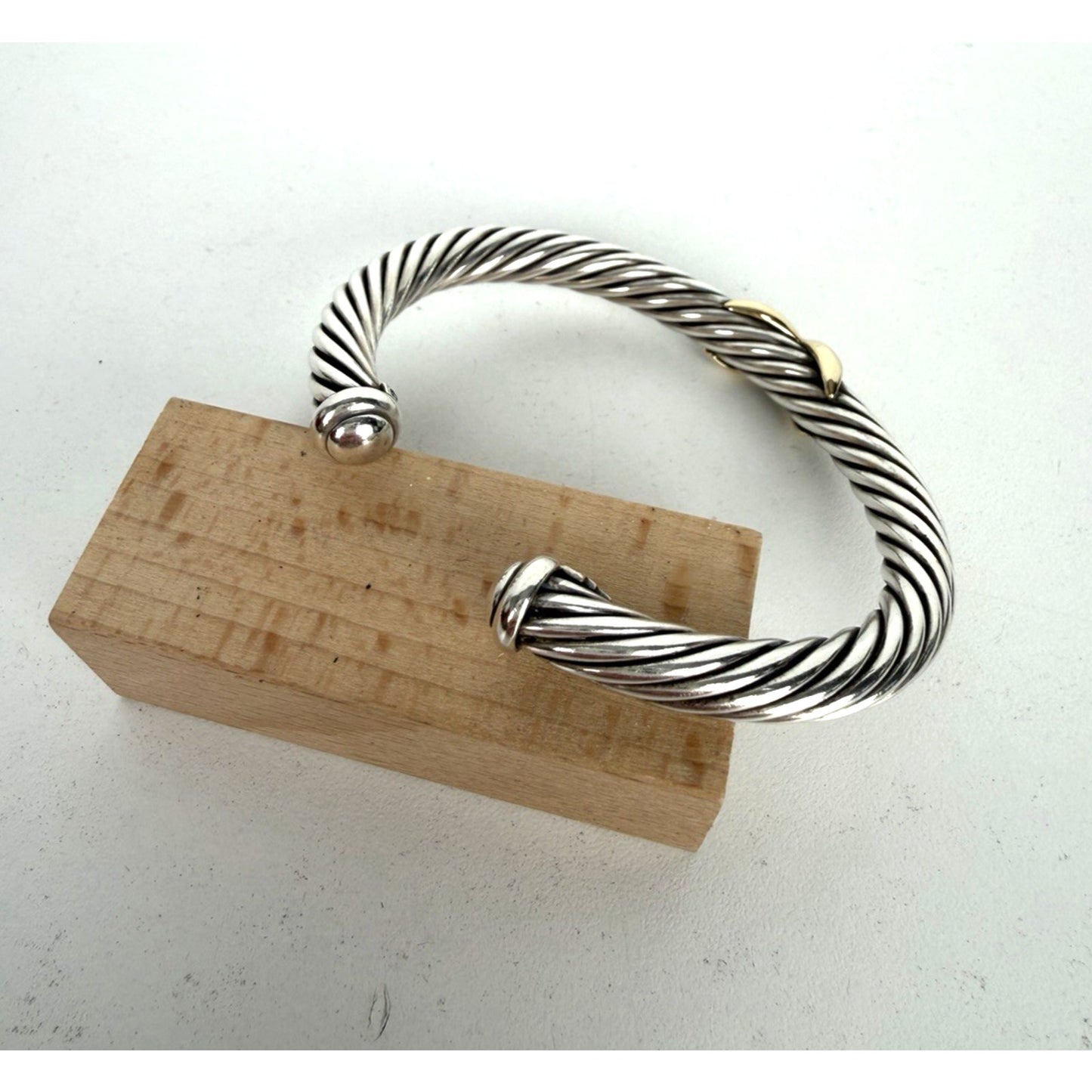 David Yurman X Classic Cable Station Bracelet 7mm in Sterling Silver & 14k Gold