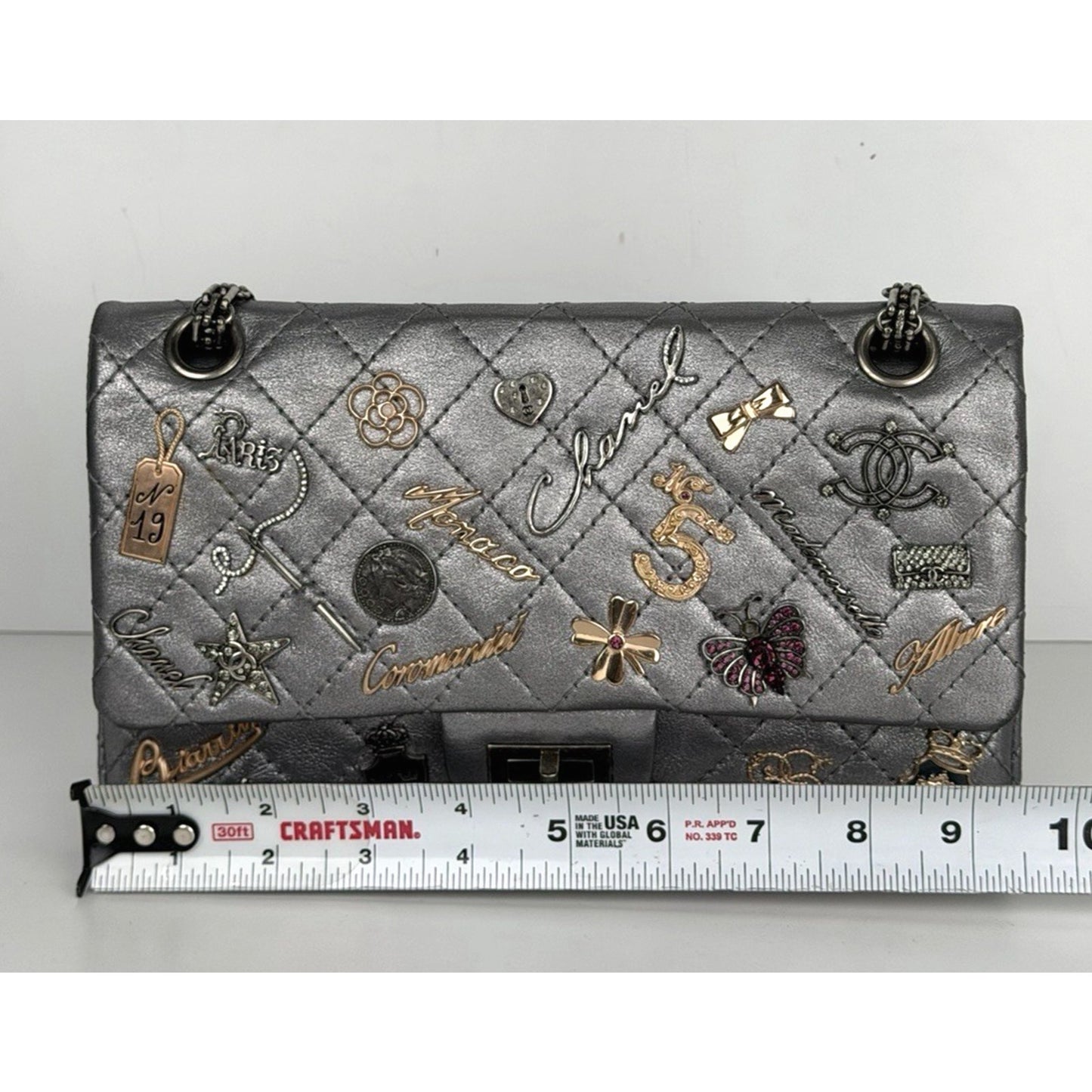 Chanel Lucky Charms 2.55 Reissue Double Flap Bag Metallic Silver 2006-2008 U3
