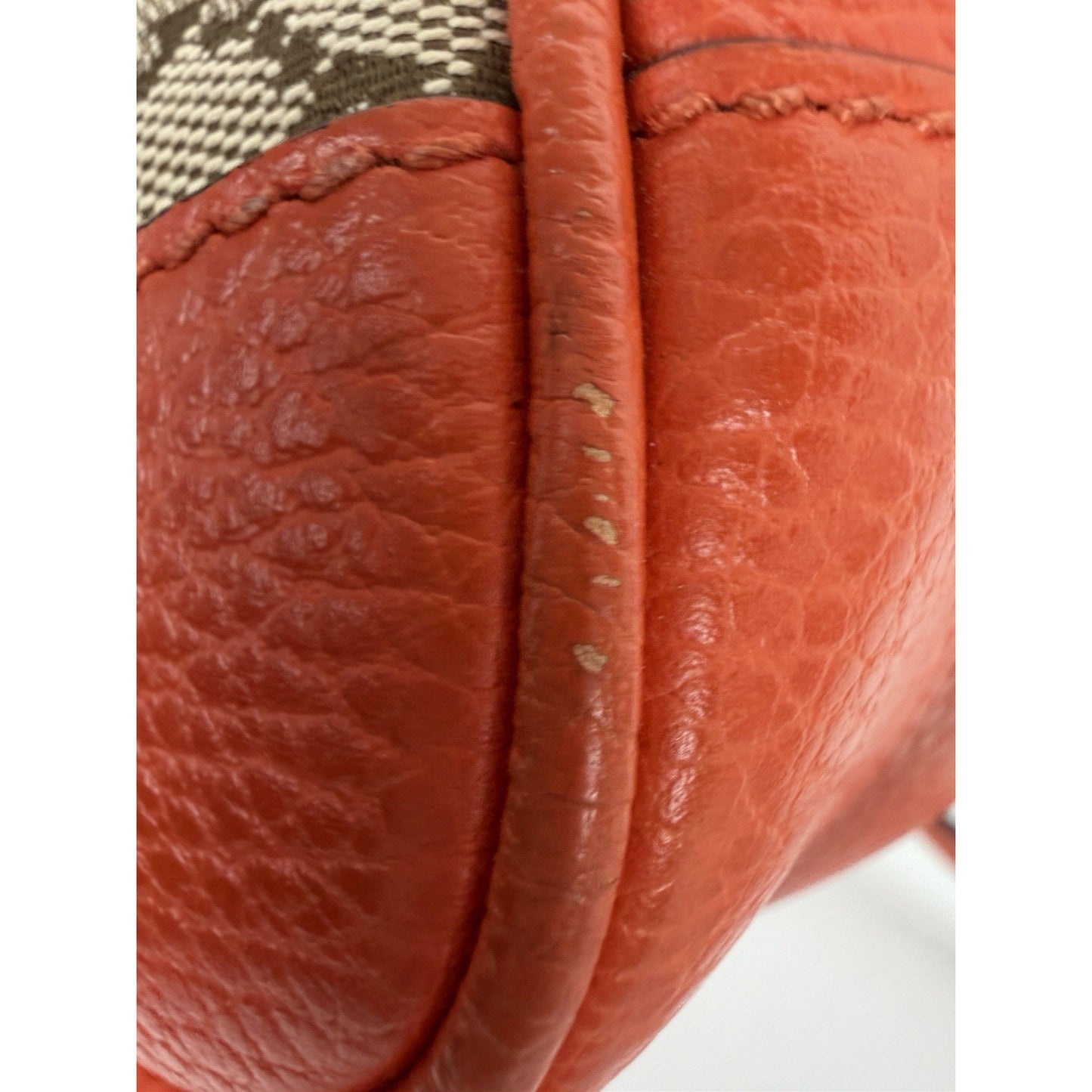 Gucci Bree Camera Bag Beige&Ebony GG Monogram Canvas & Orange leather Trim S11