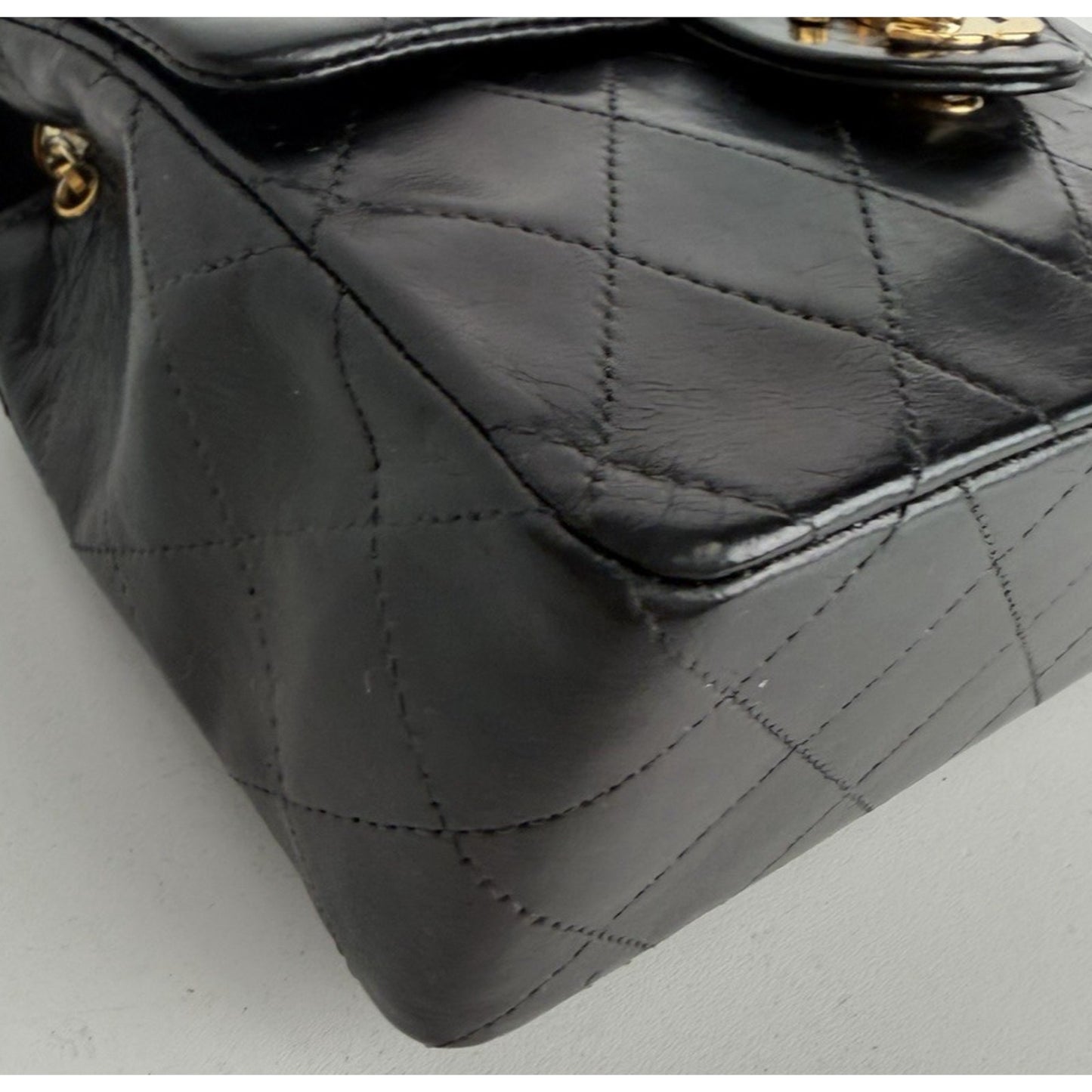 Chanel Mini Square Single Flap Bag in Black Vintage 1986-1988 E-8