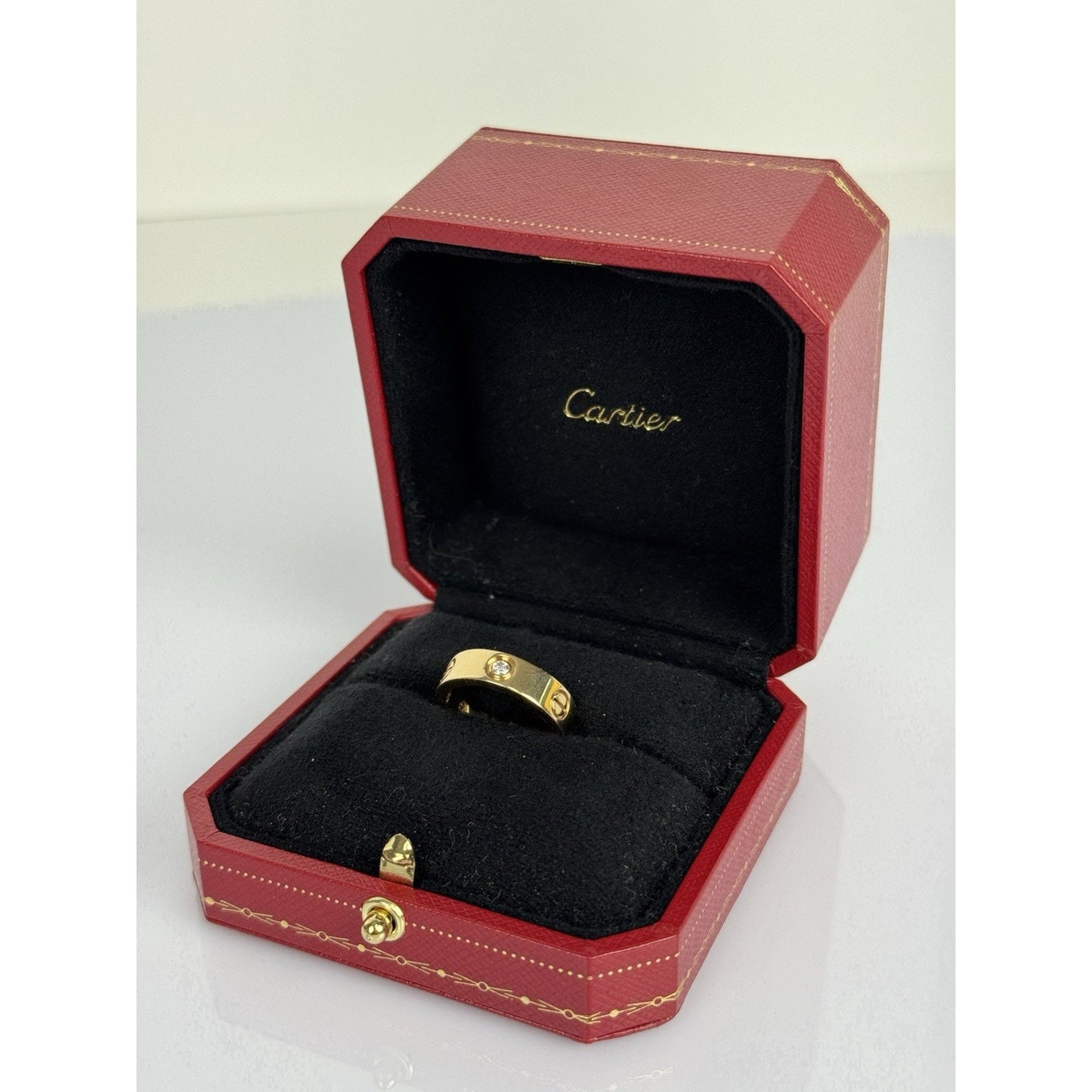 Cartier Love Classic 3-Diamond Band Ring in 18K Yellow Gold, Size 6
