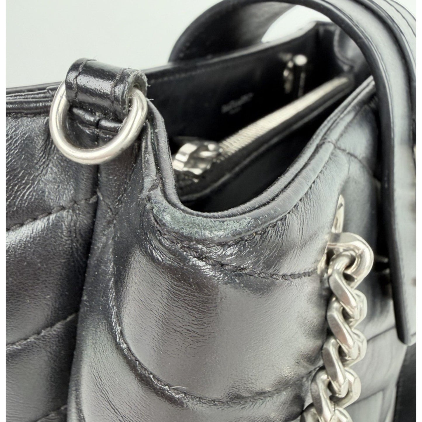 Saint Laurent Y Quilted Monogram Small Loulou Shopper Tote Bag Black Leather C8