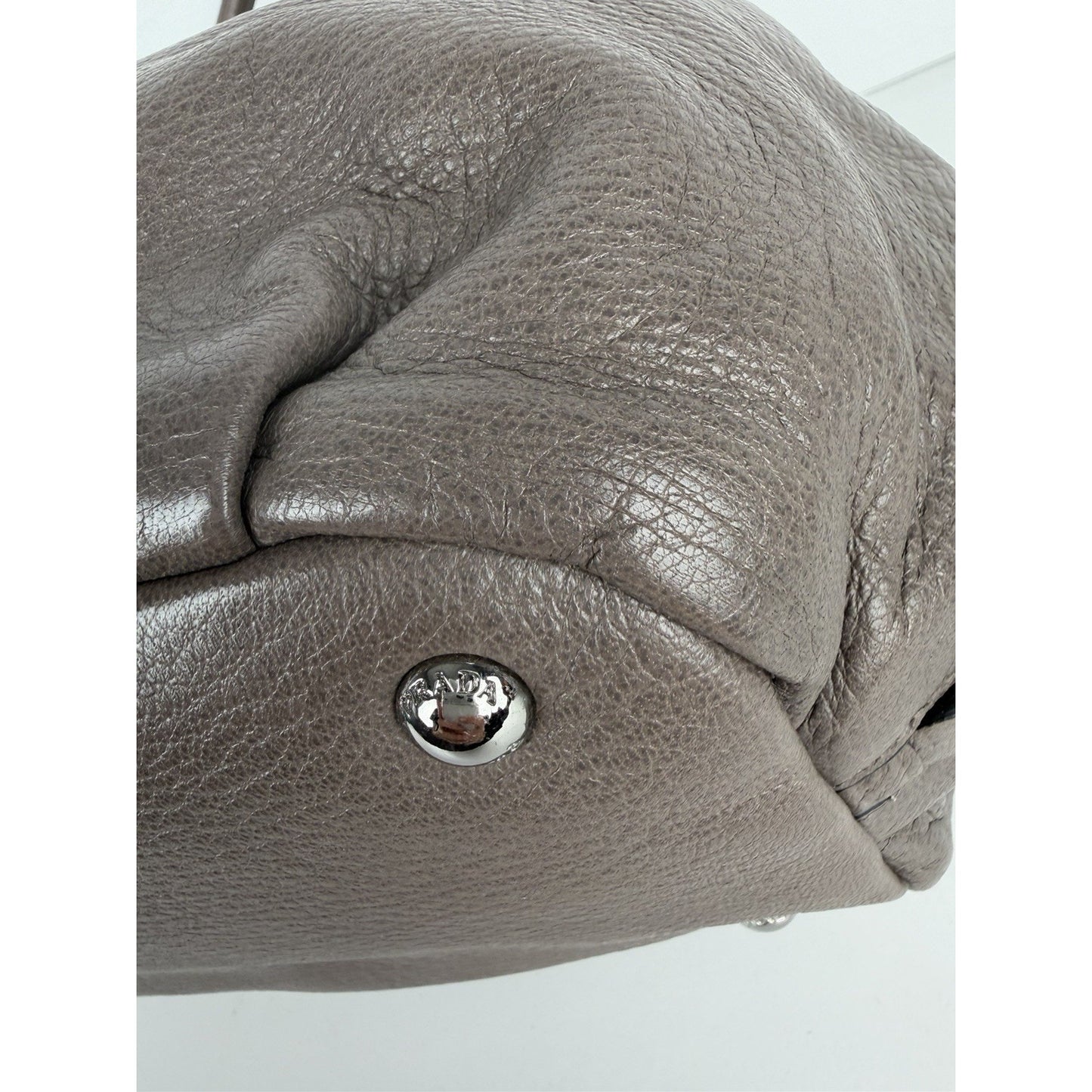 Prada Sacca 2 Manici Tote Bag in Gray Vitello Daino Leather S
