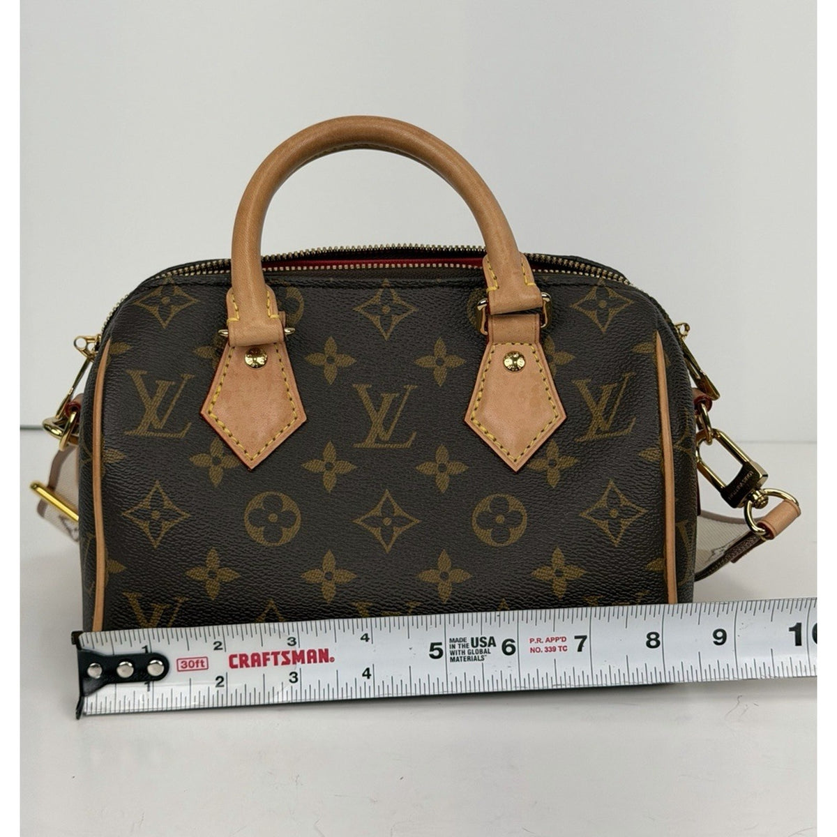 Louis Vuitton Speedy Bandouliere 20 Top Handle Bag Monogram Coated Canvas NFC F3