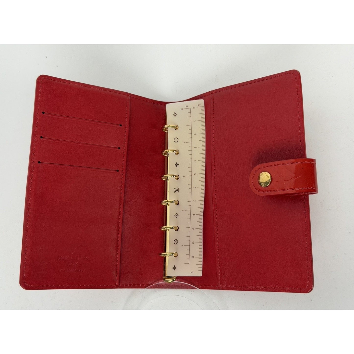 Louis Vuitton Ring Agenda Cover PM in Red Monogram Vernis Leather 2003