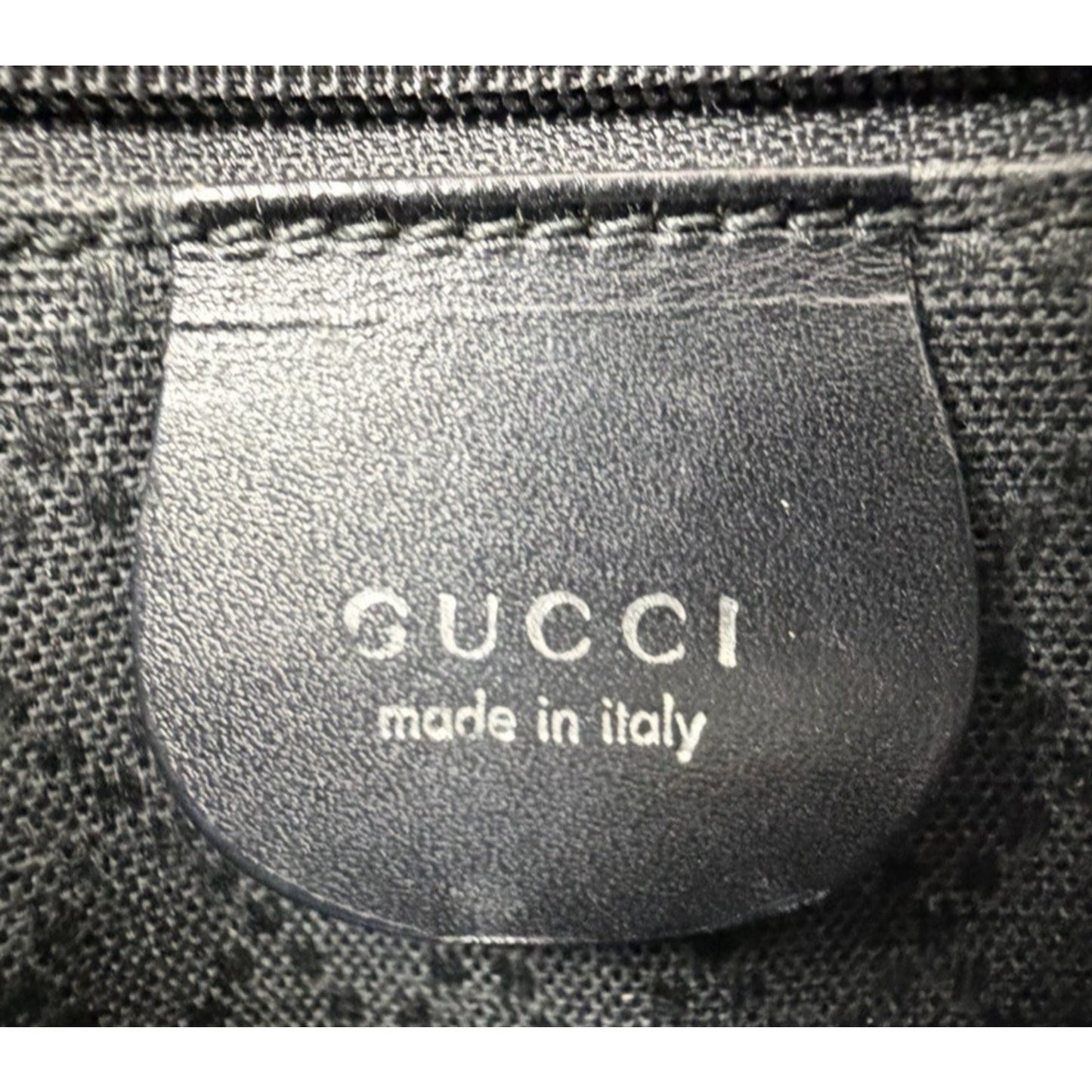 Gucci Nylon and Leather Tote Bag in Black with Metal Charm Vintage S04