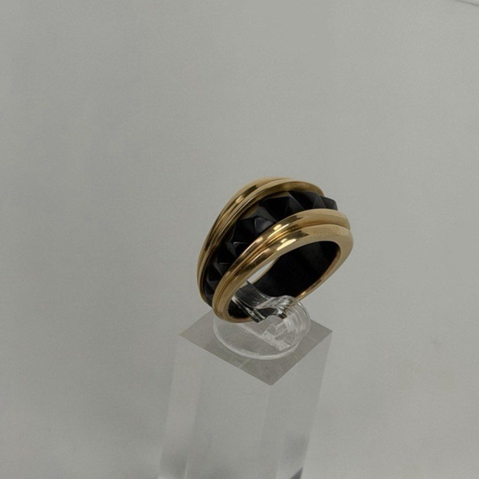 David Yurman Men's Pyramid Signet Ring in Black Titanium with 18K Yellow Gold